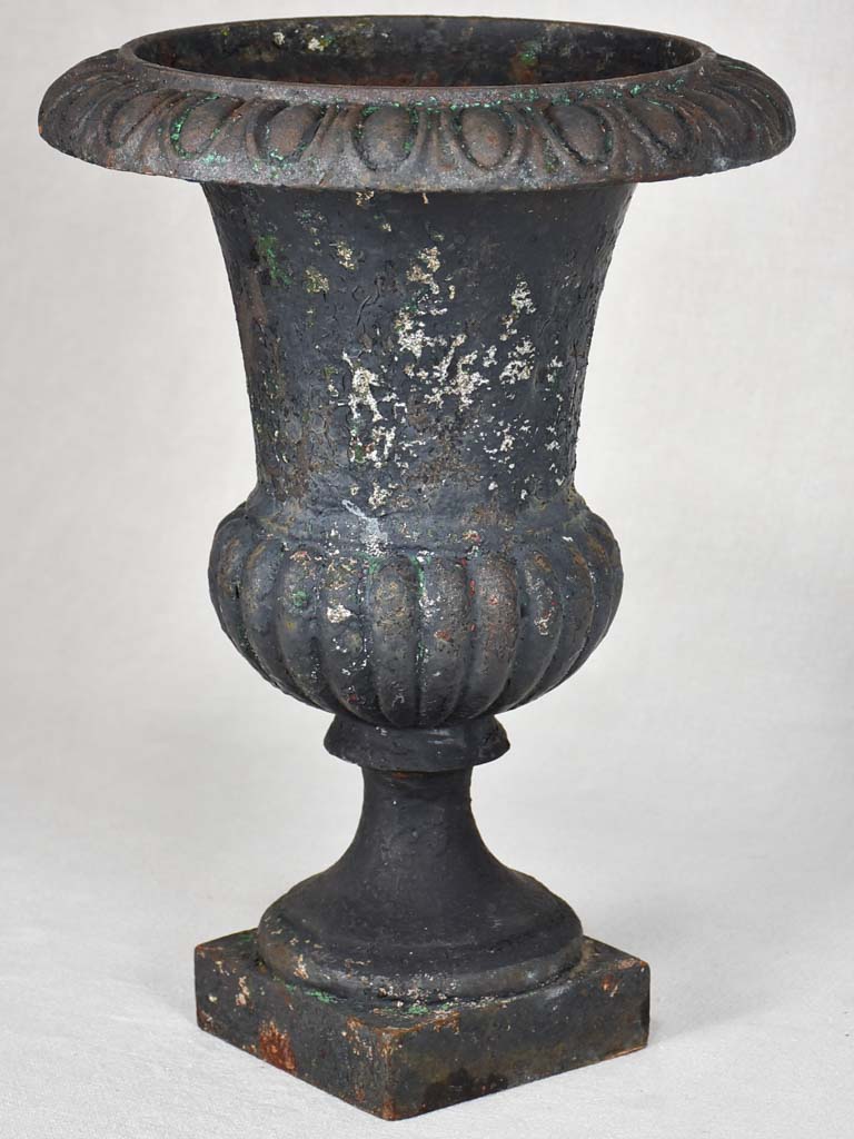 Antique French Medici urn with weathered black patina 16½"