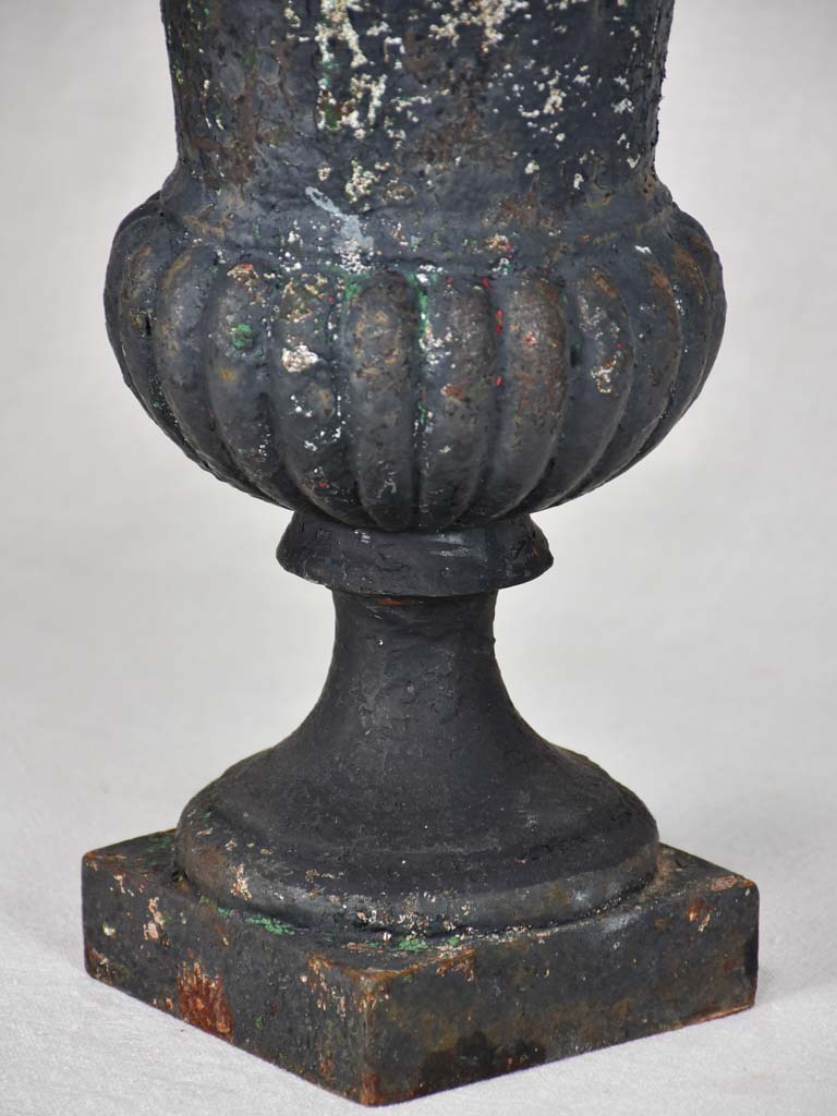 Antique French Medici urn with weathered black patina 16½"