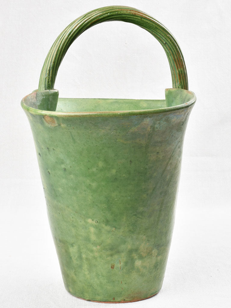 Large green pottery - basket shape 15¾"