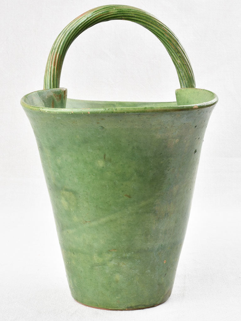 Large green pottery - basket shape 15¾"