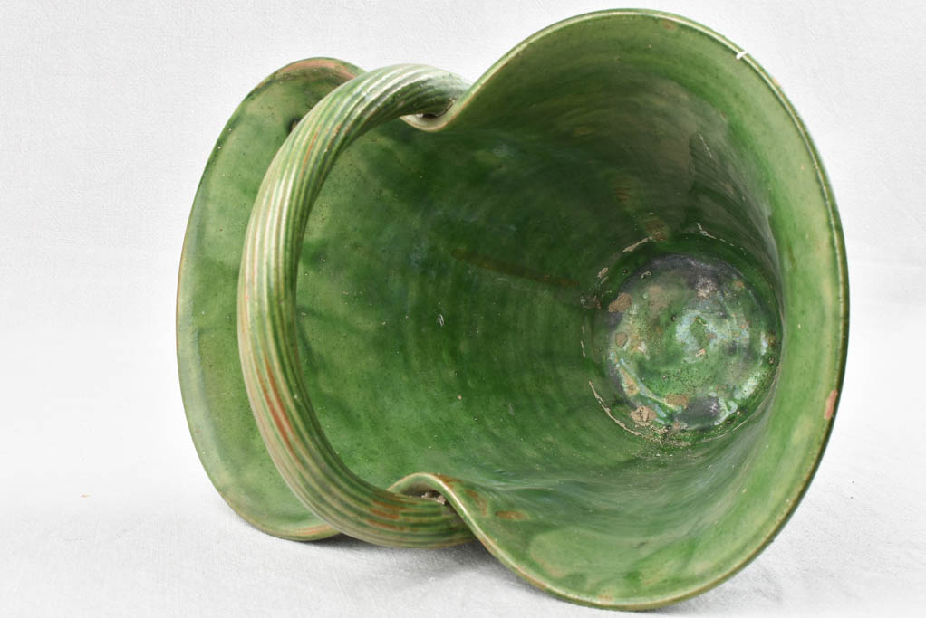 Large green pottery - basket shape 15¾"