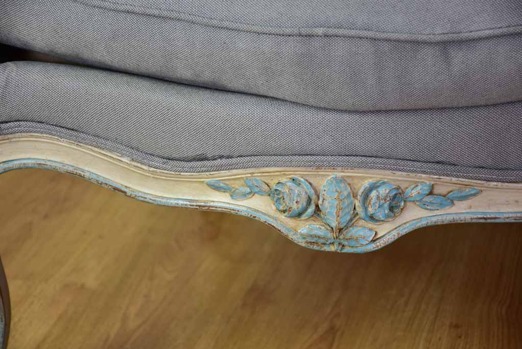 Pair of late nineteenth-century Louis XV style French Bergere armchairs