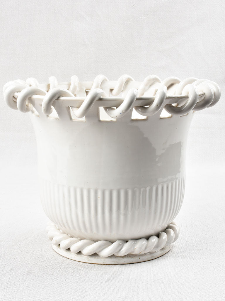 White cache-pot Émile Tessier - 1950s - 9"