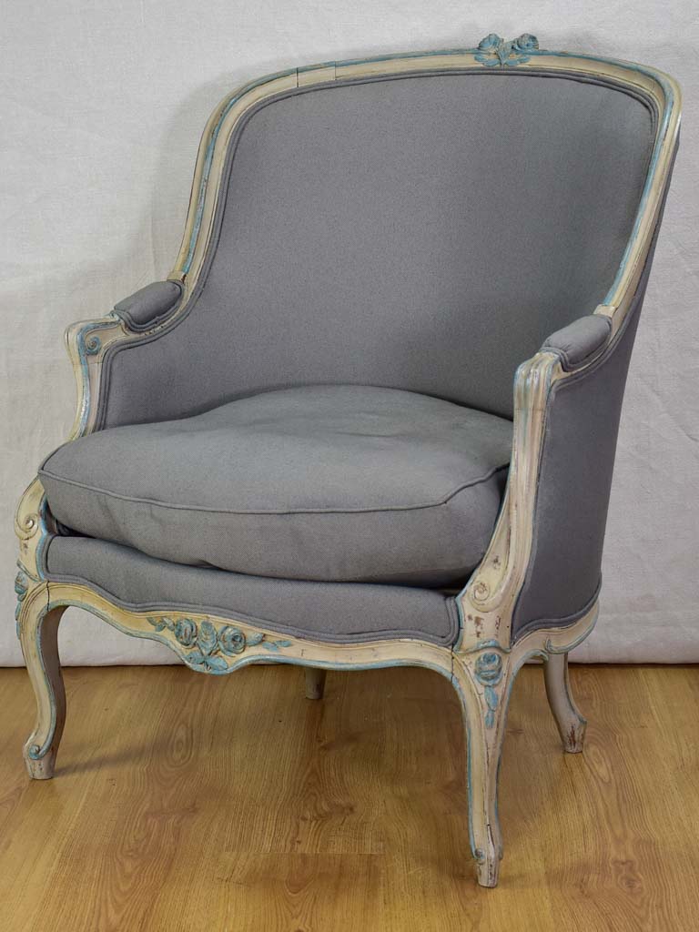 Pair of late nineteenth-century Louis XV style French Bergere armchairs