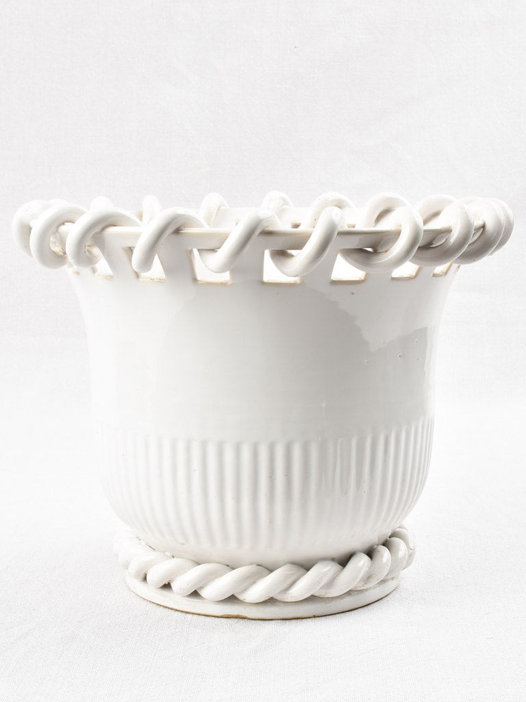 White cache-pot Émile Tessier - 1950s - 9"