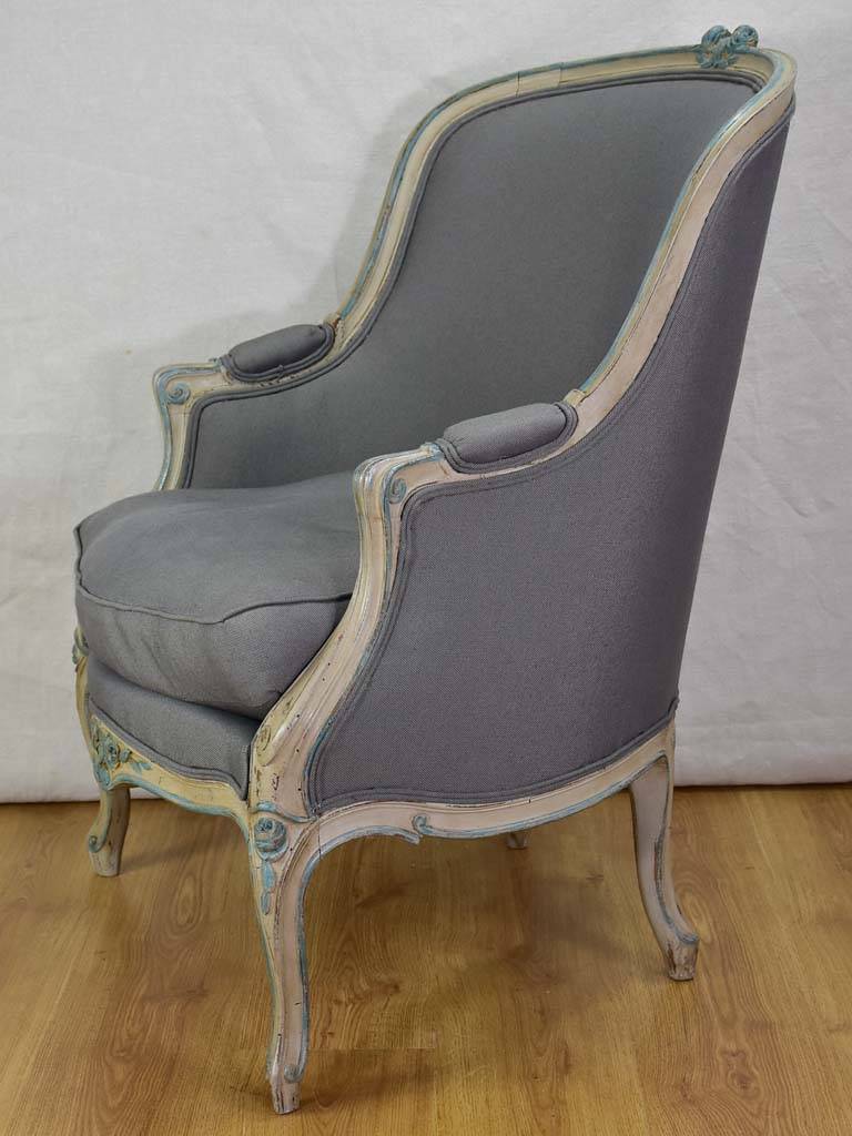 Pair of late nineteenth-century Louis XV style French Bergere armchairs