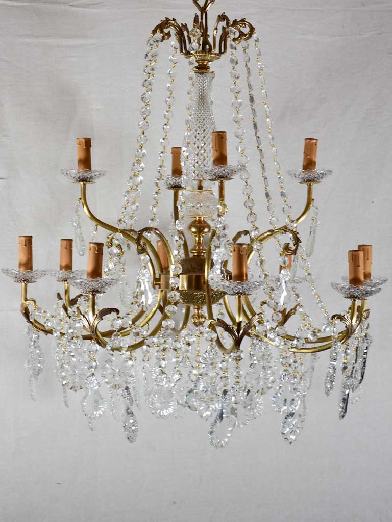 Crystal and brass 12 light chandeliers from the 1940's - 27½" x 43¼"