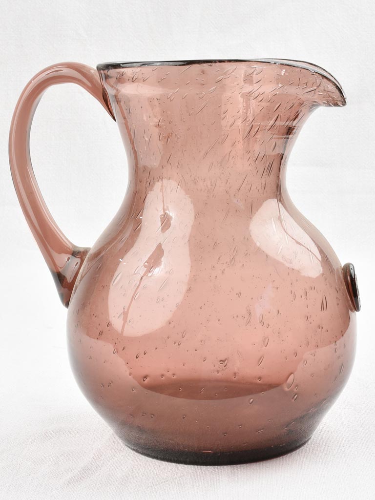 Violet blown glass pitcher - Biot 10¾"