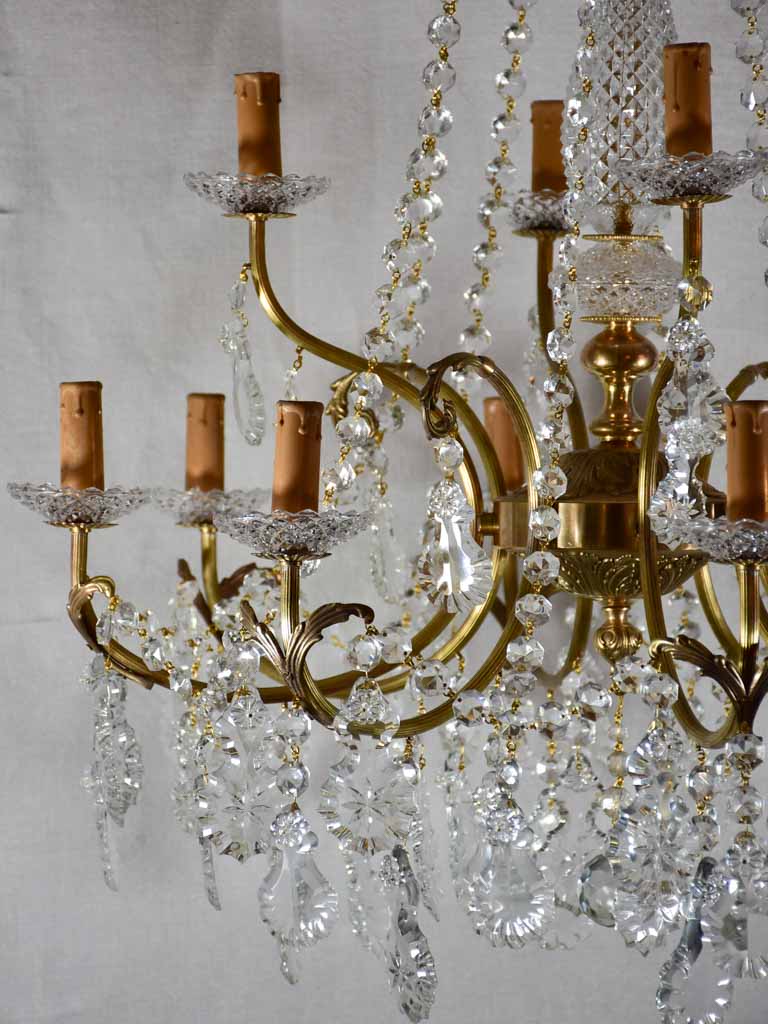 Crystal and brass 12 light chandeliers from the 1940's - 27½" x 43¼"