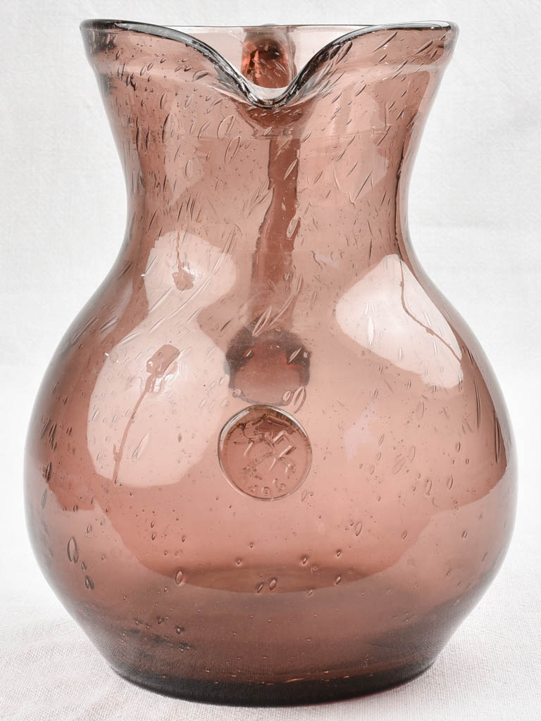 Violet blown glass pitcher - Biot 10¾"