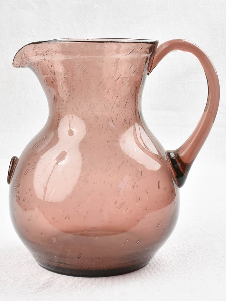 Violet blown glass pitcher - Biot 10¾"