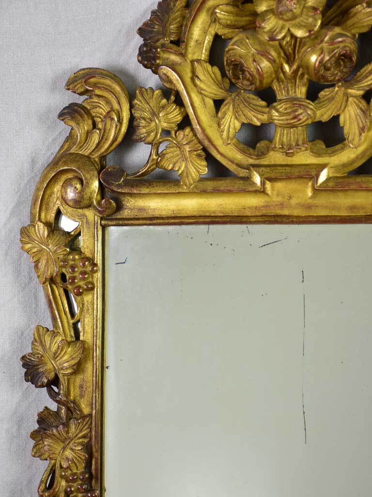 Provençal mirror decorated with grape vines and roses. 1940s. 26½" x 41"