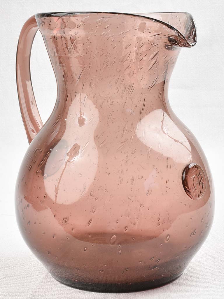 Violet blown glass pitcher - Biot 10¾"