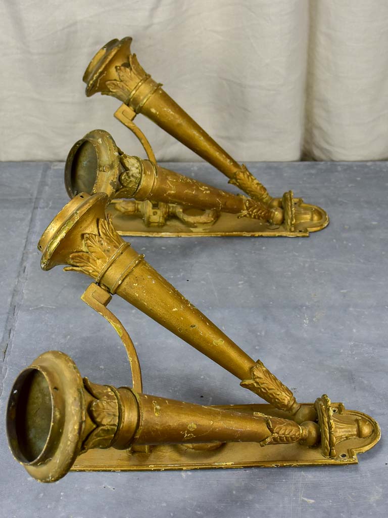 Pair of antique French torch wall sconces