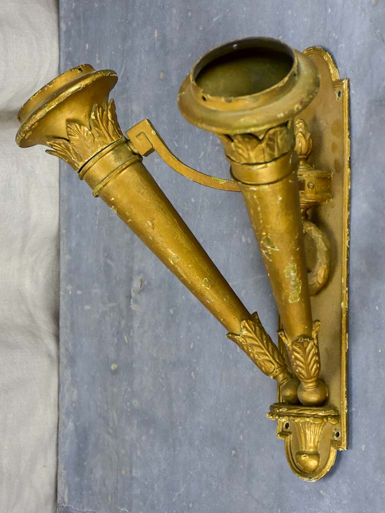 Pair of antique French torch wall sconces