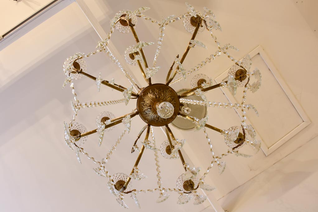 Crystal and brass 12 light chandeliers from the 1940's - 27½" x 43¼"