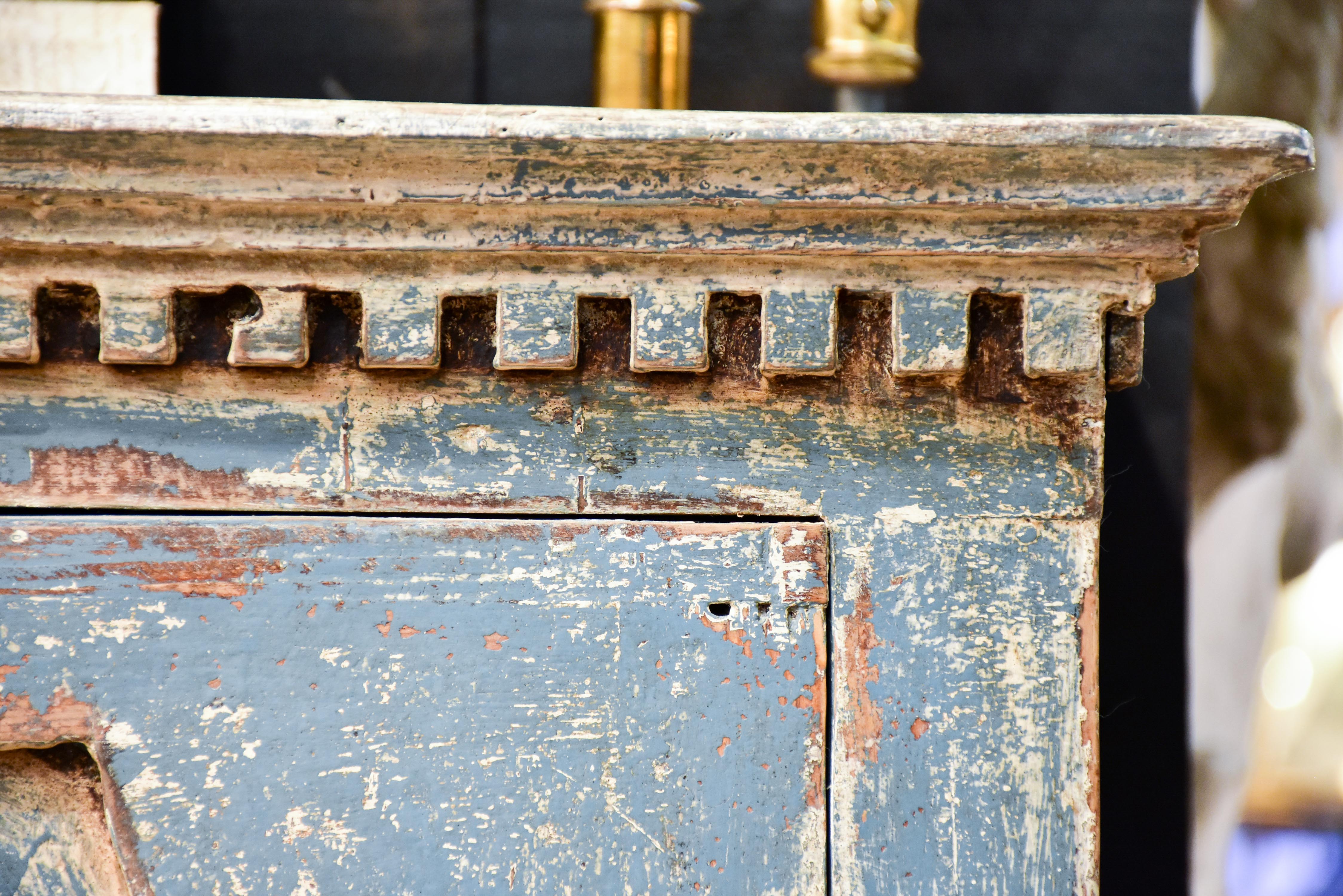 Pair of French buffets with blue patina