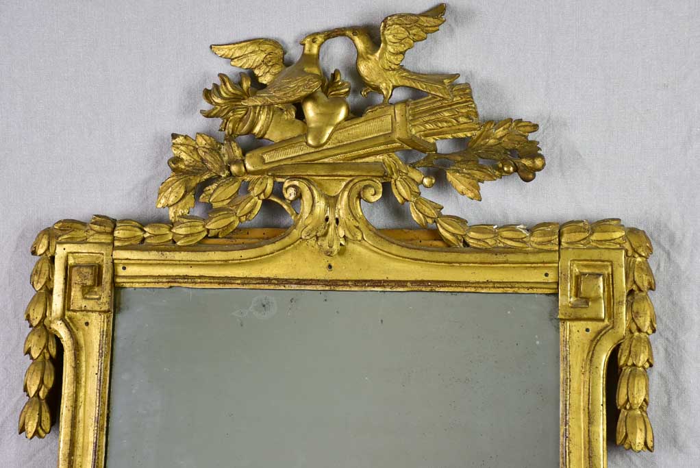 18th Century Louis XVI / Directoire giltwood mirror with birds, olive leaves and roses 26¾ x 41¾""