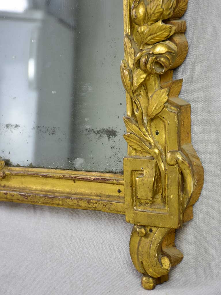 18th Century Louis XVI / Directoire giltwood mirror with birds, olive leaves and roses 26¾ x 41¾""