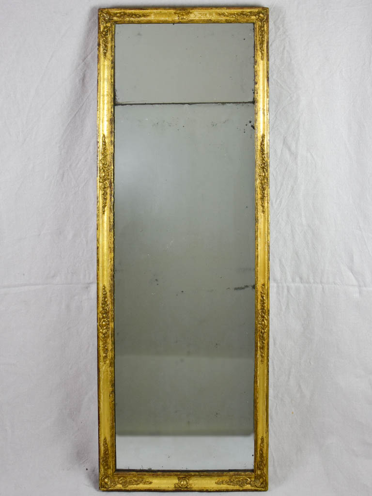 Late 18th-century rectangular French mirror with two mirror panes 52¾" x 18½"