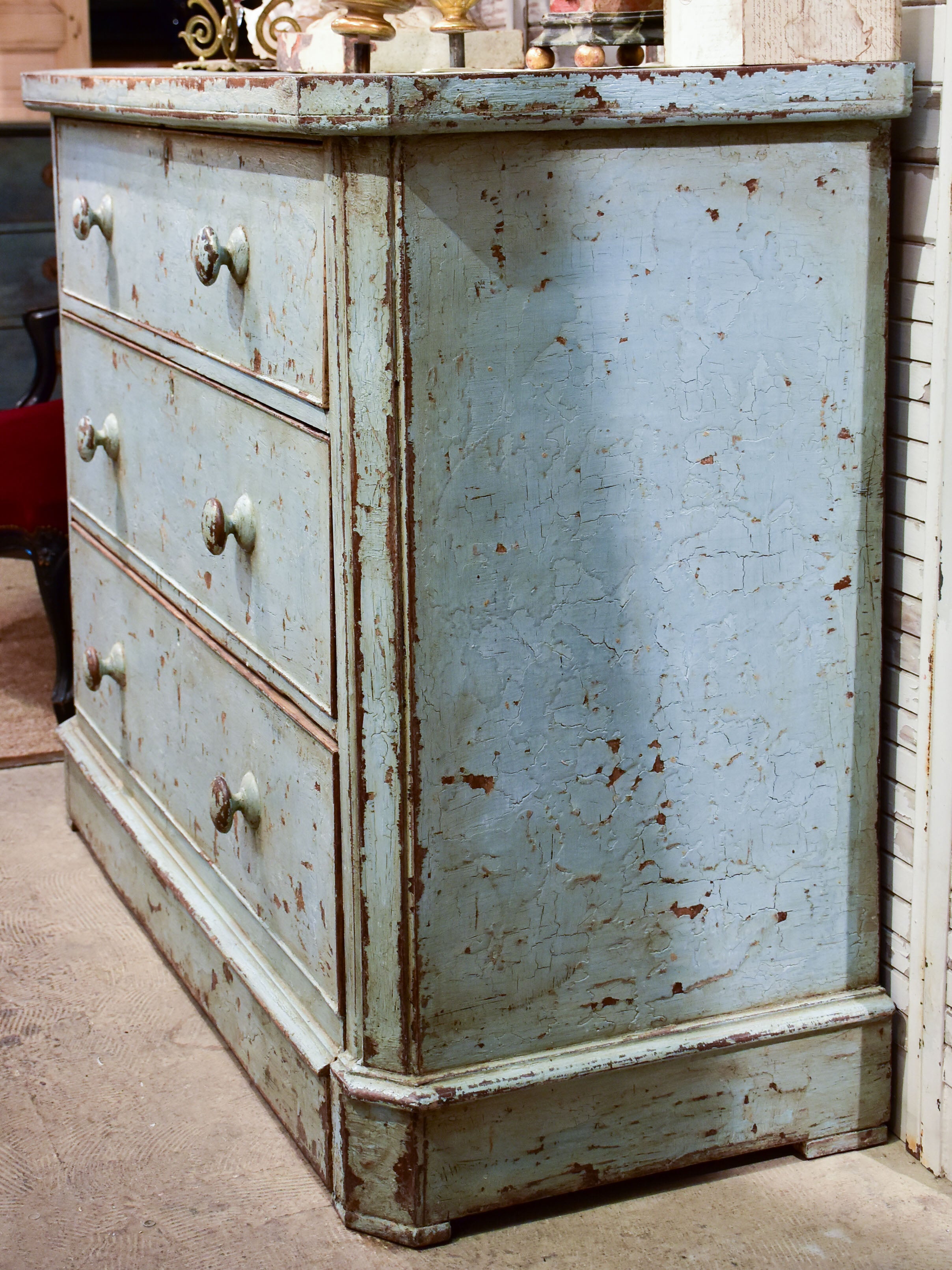 Late 19th century French commode with blue patina