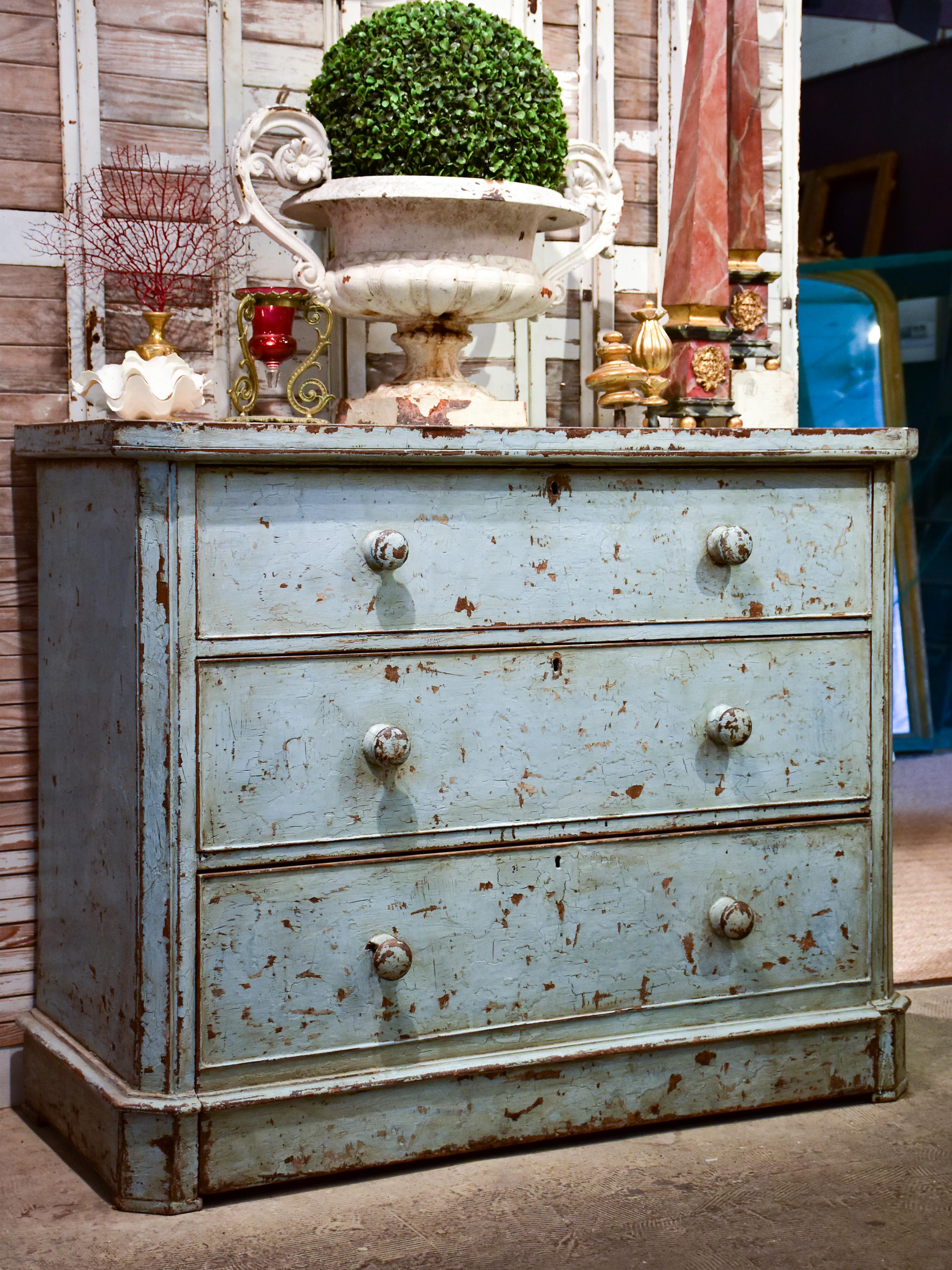 Late 19th century French commode with blue patina