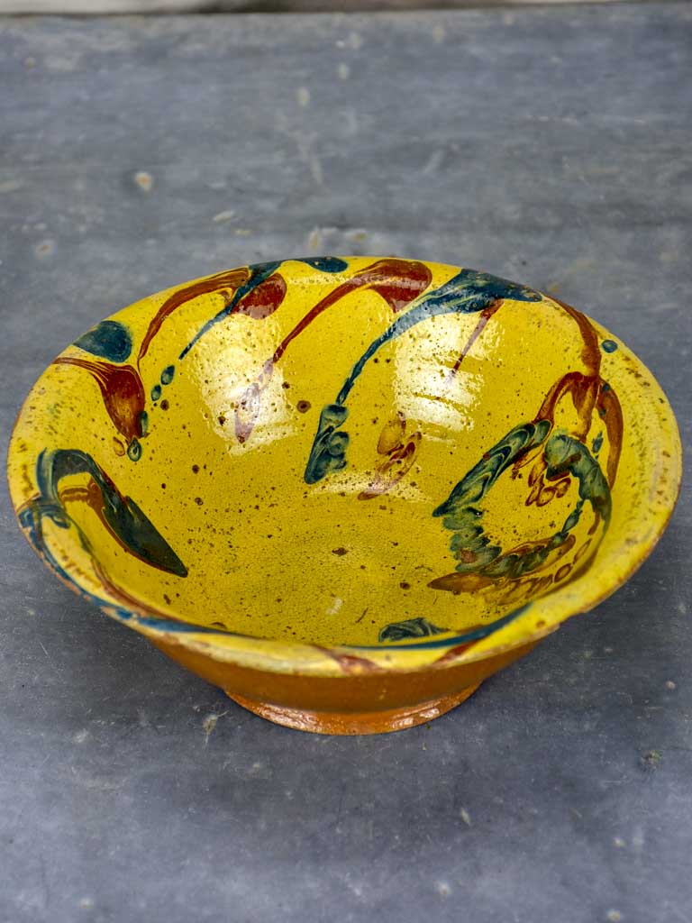 Antique French clay bowl with glaze