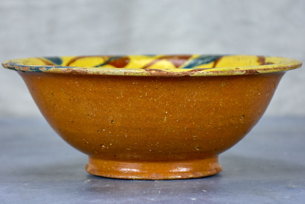 Antique French clay bowl with glaze