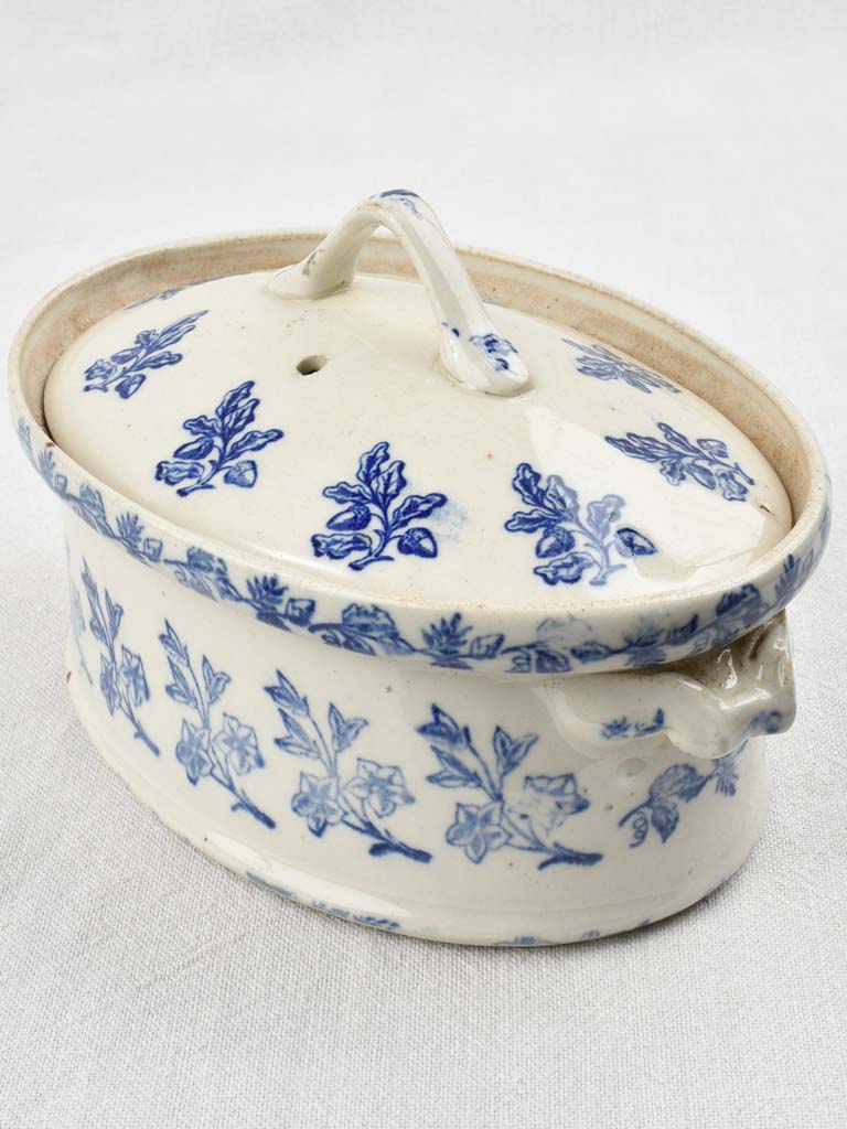 Antique French blue and white terrine dish 9½"