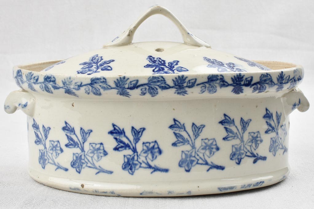 Antique French blue and white terrine dish 9½"