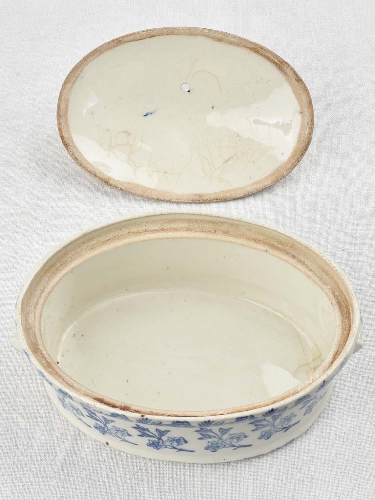 Antique French blue and white terrine dish 9½"