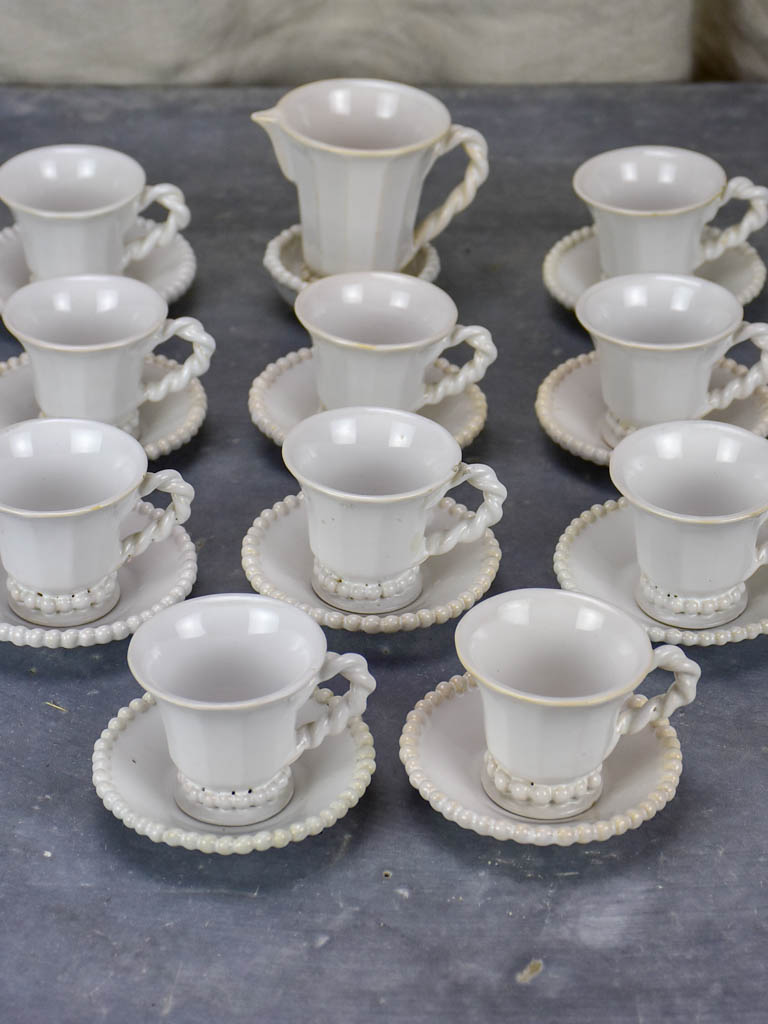 Set of vintage coffee cups and saucers Pont-aux-Choux