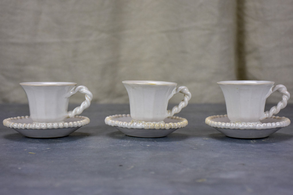 Set of vintage coffee cups and saucers Pont-aux-Choux