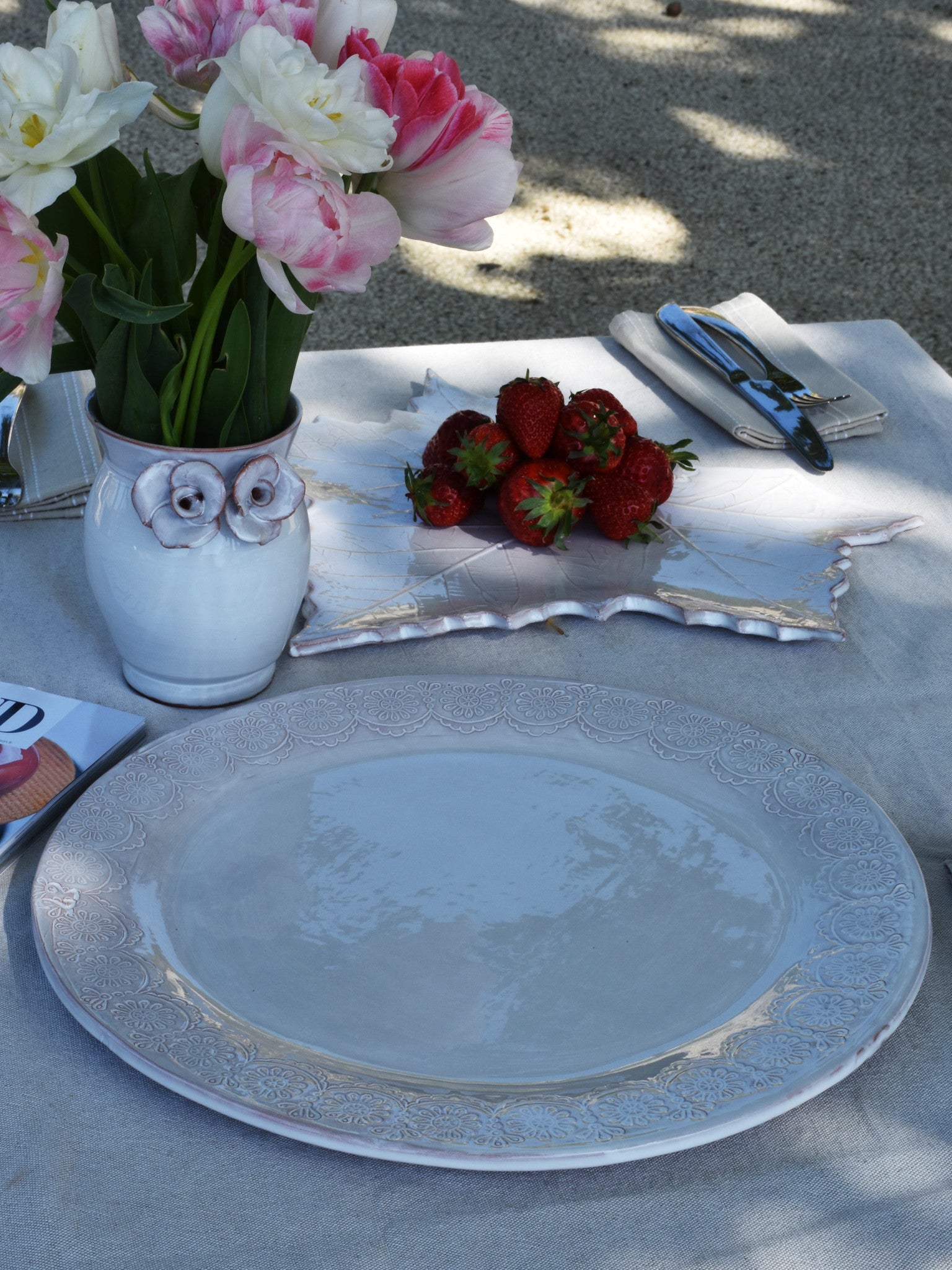 Handmade Artisanal Lace-patterned Provence Dish