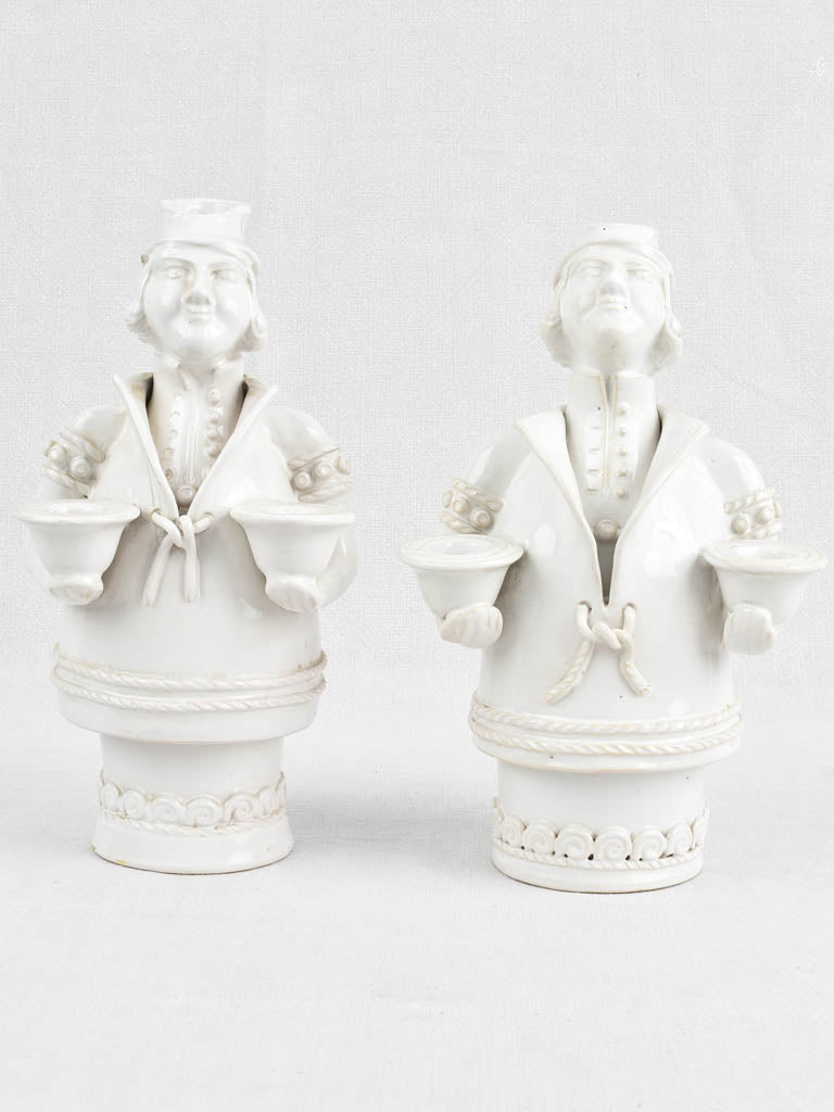 Pair of vintage candle holders in the shape of men - Émile Tessier