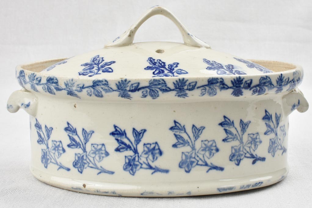 Antique French blue and white terrine dish 9½"