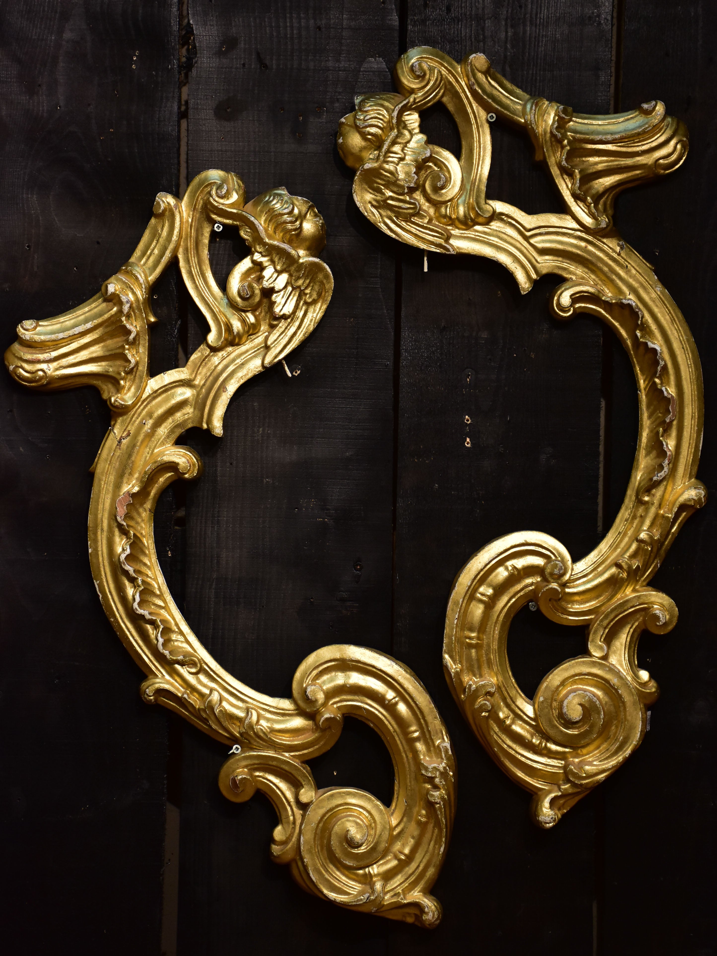 Four antique Louis XV gilded elements