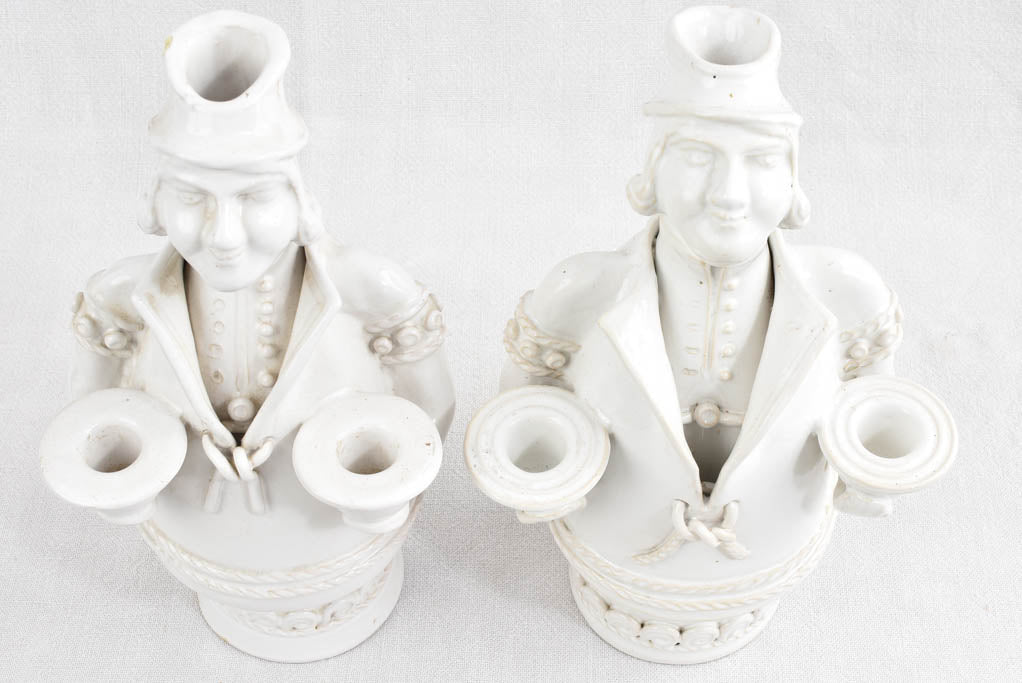 Pair of vintage candle holders in the shape of men - Émile Tessier