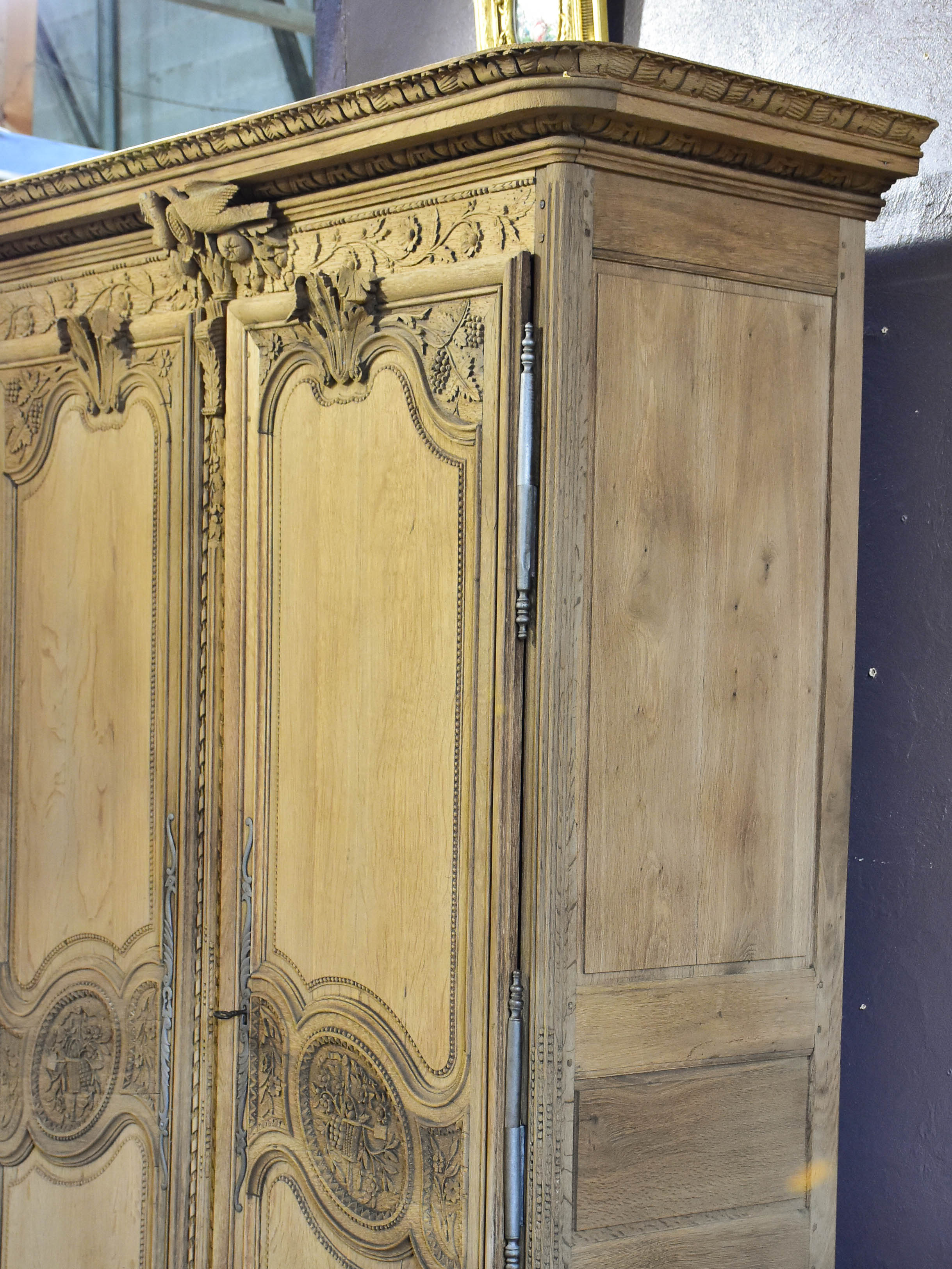 Late 18th century French marriage armoire - stripped oak