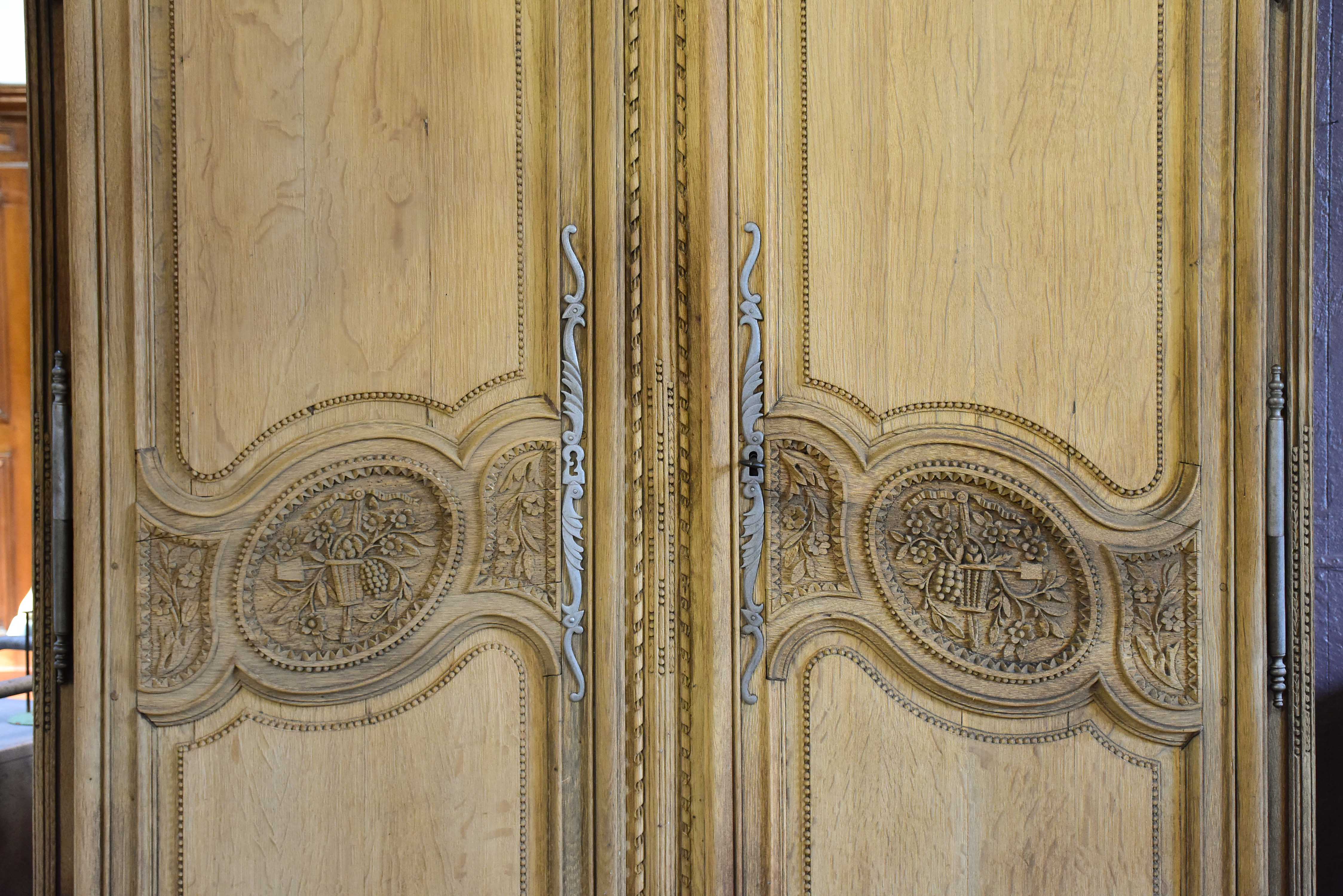 Late 18th century French marriage armoire - stripped oak