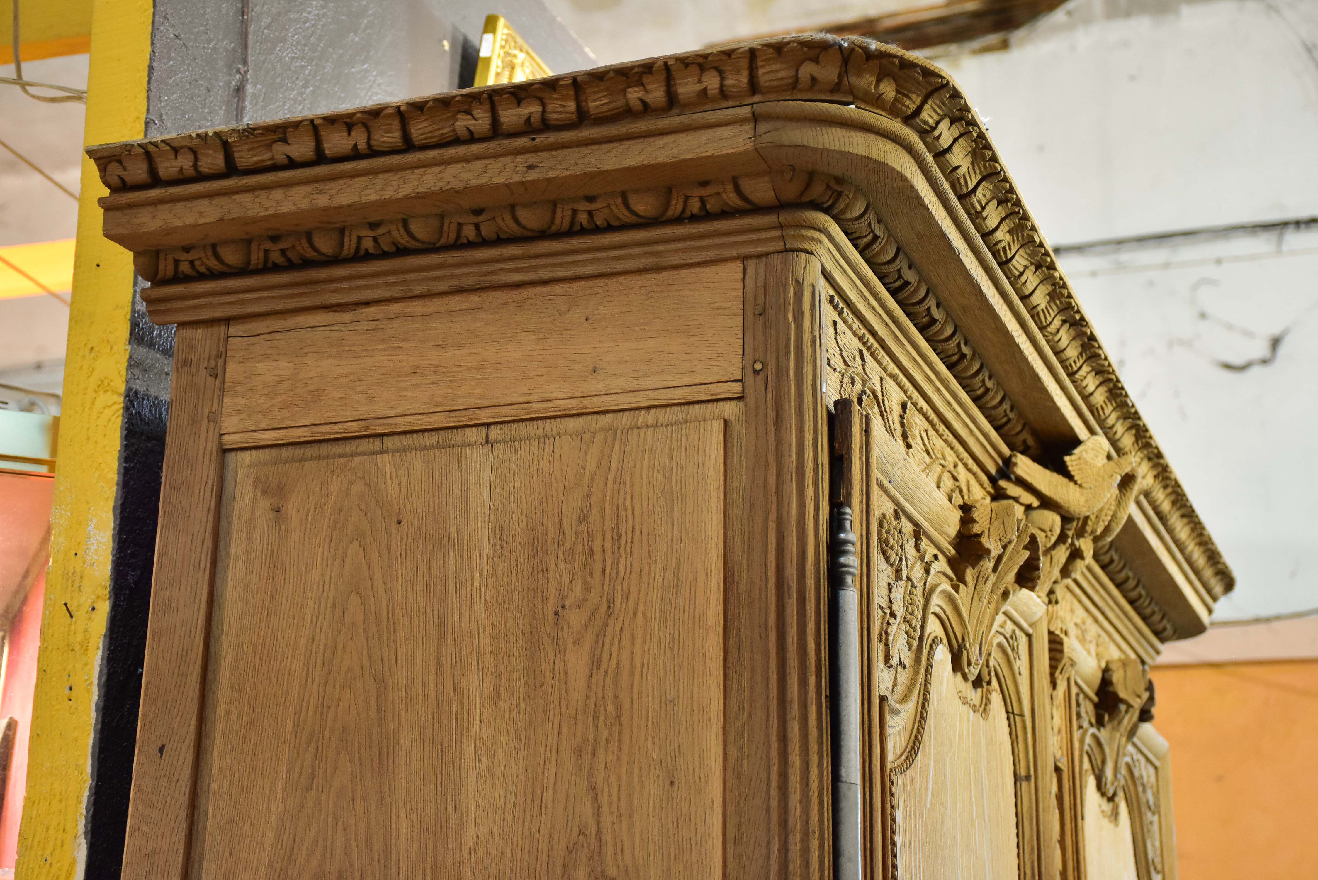 Late 18th century French marriage armoire - stripped oak