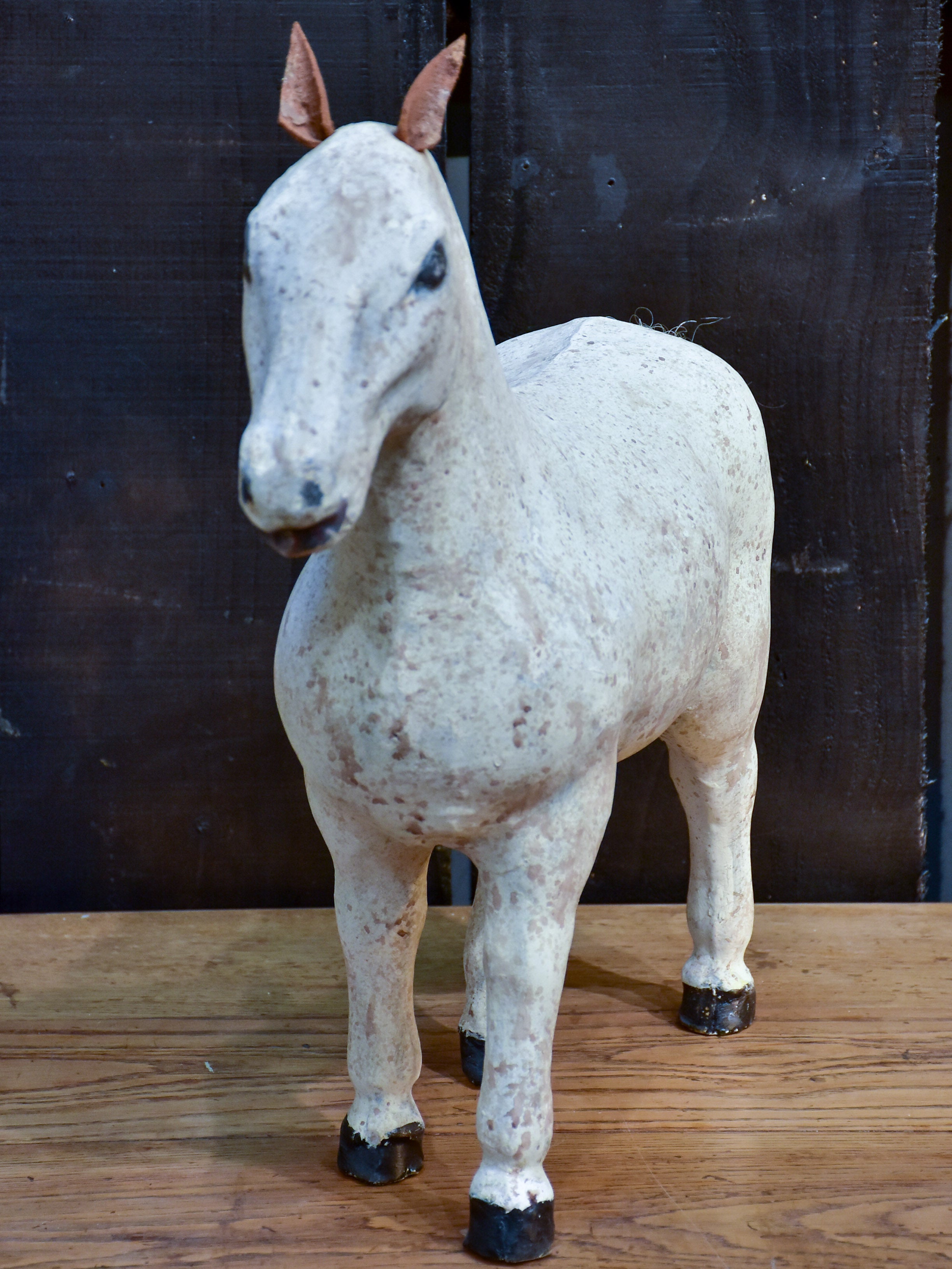 Antique French toy horse in paper mache