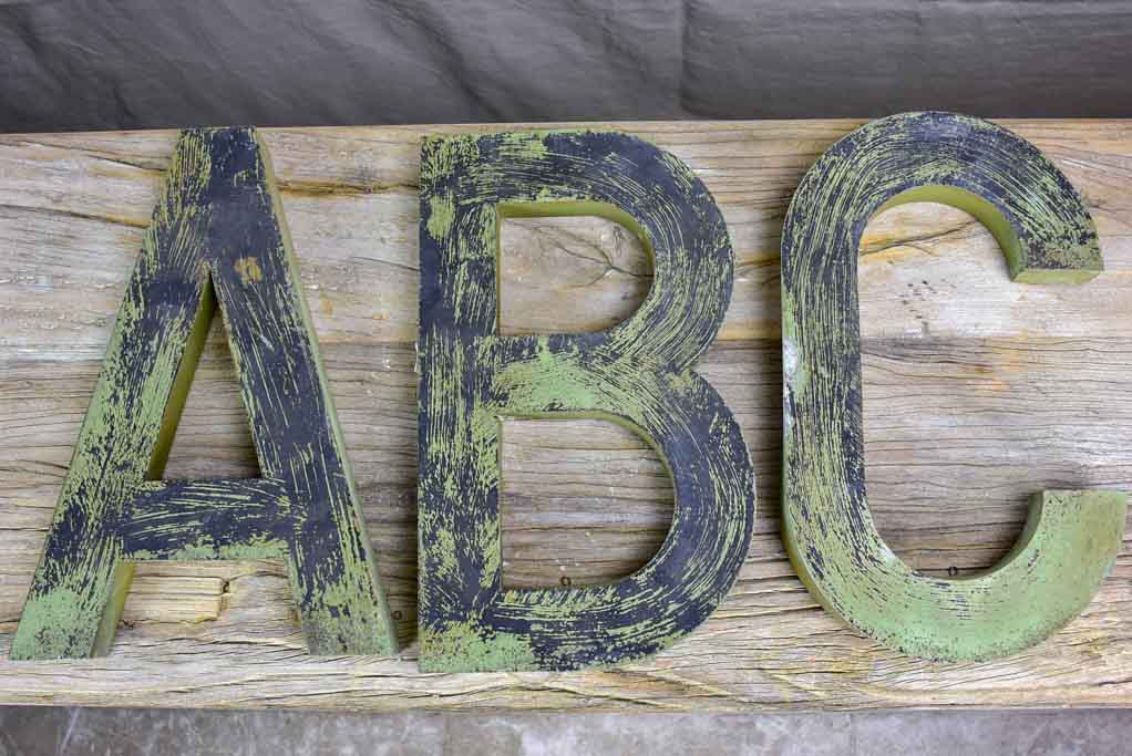 Antique French zinc letters from a sign - ABC 14¼