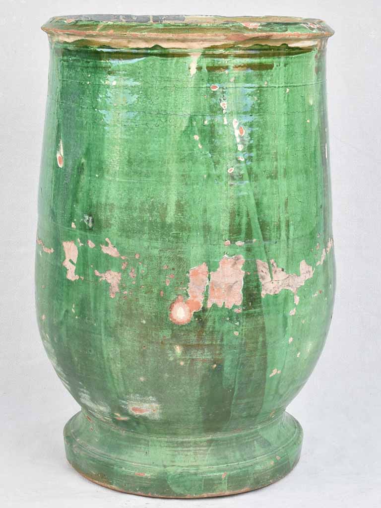 Timeworn 19th century olive jar from Tournac - green 26½"