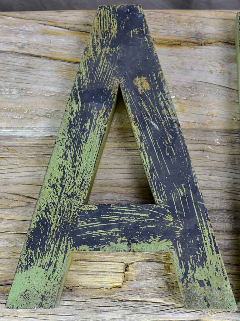 Antique French zinc letters from a sign - ABC 14¼