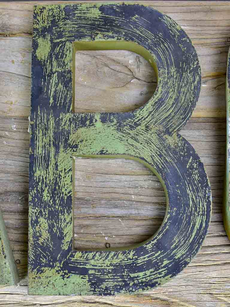 Antique French zinc letters from a sign - ABC 14¼