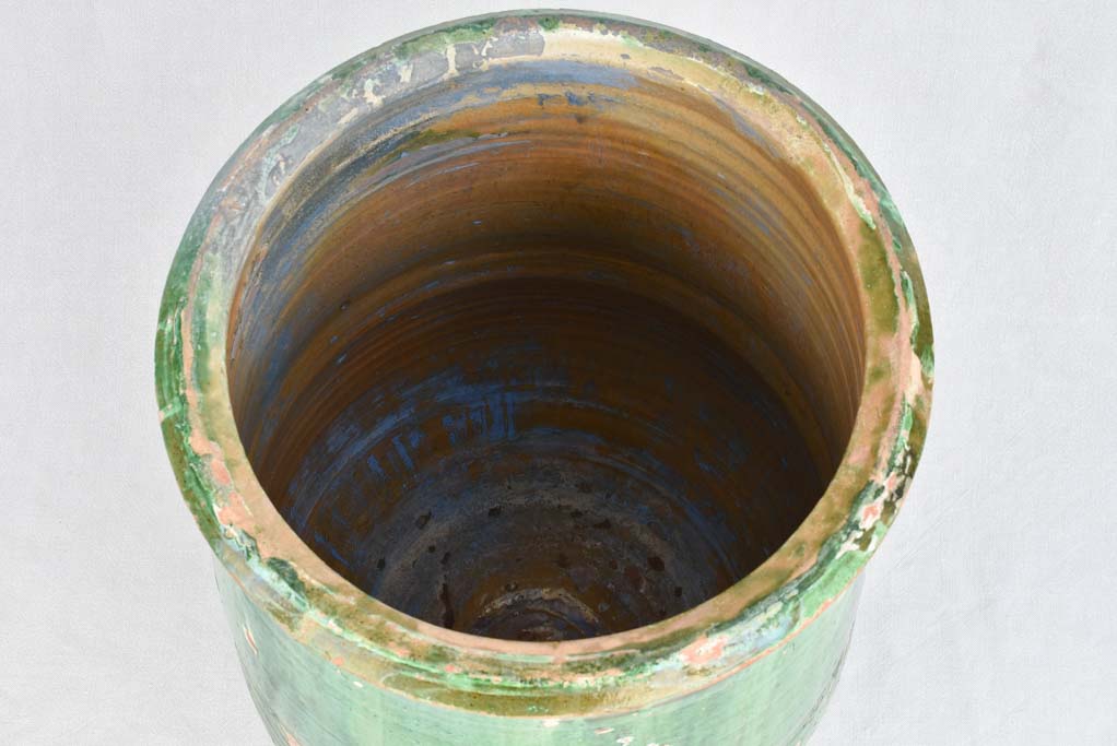 Timeworn 19th century olive jar from Tournac - green 26½"