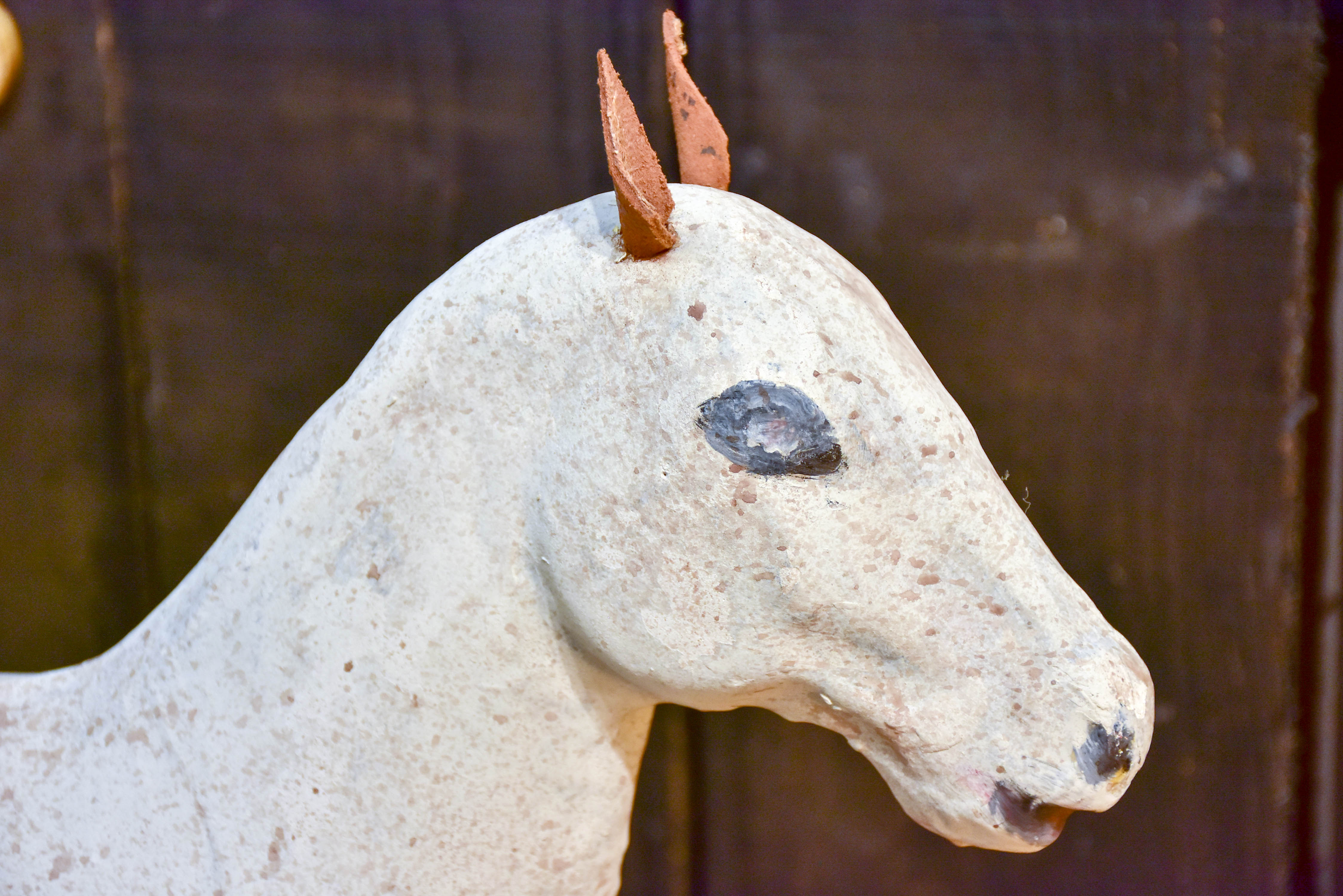 Antique French toy horse in paper mache