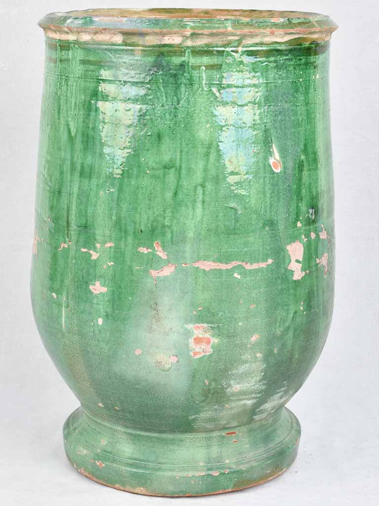 Timeworn 19th century olive jar from Tournac - green 26½"