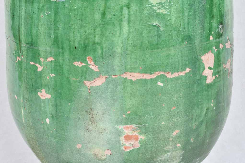 Timeworn 19th century olive jar from Tournac - green 26½"